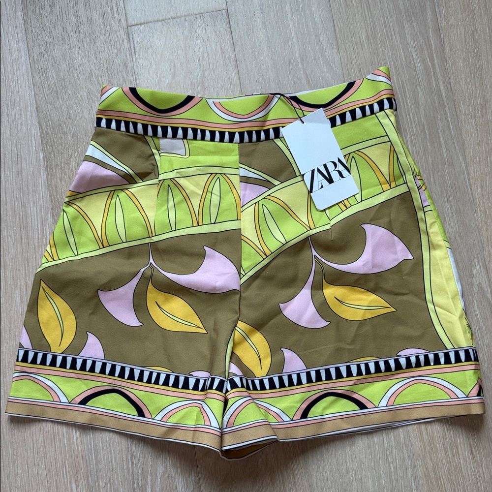 Zara Lime, Pink & Mustard Patterned Women's Shorts